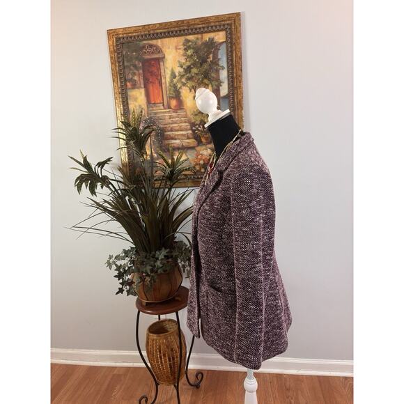 Talbots Women Mélange HERRINGBONE 4P Tweed Blazer Long Sleeve Lapel Notch Collar - Picture 4 of 14